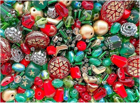 2,29 oz (65 g) Assorted Beads Mix: Czech Glass Beads, Flower & Leaf Shapes - Flower Beads for Jewelry Making in Saudi Arabia