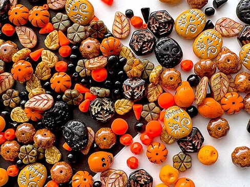 2,29 oz (65 g) Assorted Beads Mix: Czech Glass Beads, Flower & Leaf Shapes - Flower Beads for Jewelry Making in Saudi Arabia