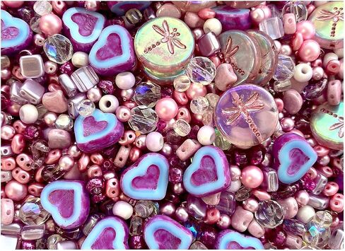 2,29 oz (65 g) Assorted Beads Mix: Czech Glass Beads, Flower & Leaf Shapes - Flower Beads for Jewelry Making in Saudi Arabia