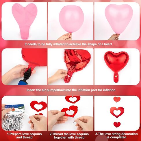 Galentines Day Decorations Galentines Gang Balloon Banner Red Pink Rose Gold Heart Shaped Foil Confetti Printed Balloons Double Hanging Swirl for Girls Ladies Bachelorette Valentine Day Party Supplies in Saudi Arabia