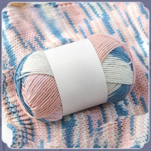 Gradient Dyed 6 Ply Cotton Yarn Balls - Medium to Bulky Weight Yarn for Hand Knitting & Crochet, Colorful Soft (Brown+Blue+Grey) in Saudi Arabia