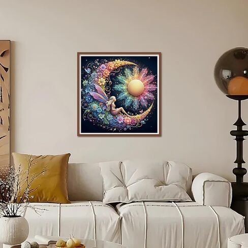 Kulvci Sun and Moon Diamond Painting Kits for Adults, Round Full Drill Diamond Art Kits, 5D DIY Diamonds Crafts for Home Wall Decoration Gifts 12×12Inch in Kuwait