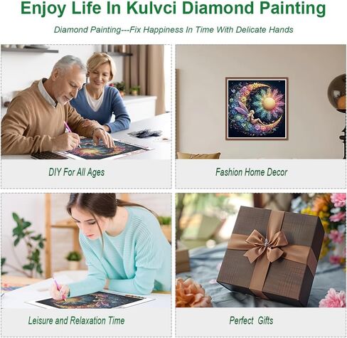 Kulvci Sun and Moon Diamond Painting Kits for Adults, Round Full Drill Diamond Art Kits, 5D DIY Diamonds Crafts for Home Wall Decoration Gifts 12×12Inch in Kuwait