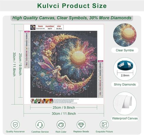 Kulvci Sun and Moon Diamond Painting Kits for Adults, Round Full Drill Diamond Art Kits, 5D DIY Diamonds Crafts for Home Wall Decoration Gifts 12×12Inch in Kuwait