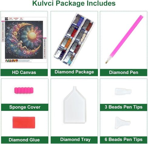 Kulvci Sun and Moon Diamond Painting Kits for Adults, Round Full Drill Diamond Art Kits, 5D DIY Diamonds Crafts for Home Wall Decoration Gifts 12×12Inch in Kuwait