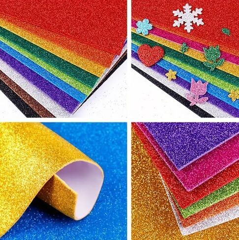 10 PCS of Random Color Glitter Paper,A4 EVA Foam Paper,for Crafts,Desktop Decoration,and DIY Art Projects in Saudi Arabia
