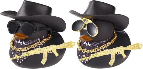 2pcs Cowboy Rubber Ducks for Car, Cool Cowboy Ducks Car Ornaments with Hat Glasses Funny Mini Ducky for Dashboard Decorations Home Table Office Gifts in Saudi Arabia