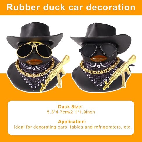2pcs Cowboy Rubber Ducks for Car, Cool Cowboy Ducks Car Ornaments with Hat Glasses Funny Mini Ducky for Dashboard Decorations Home Table Office Gifts in Saudi Arabia