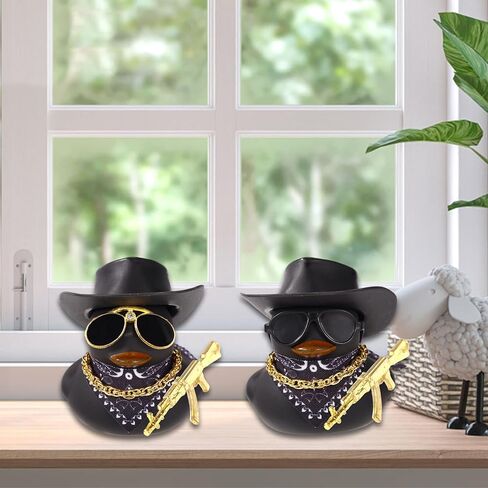 2pcs Cowboy Rubber Ducks for Car, Cool Cowboy Ducks Car Ornaments with Hat Glasses Funny Mini Ducky for Dashboard Decorations Home Table Office Gifts in Saudi Arabia
