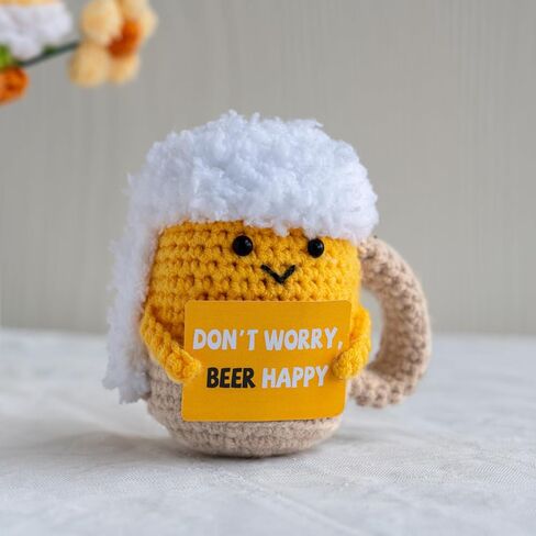 Funny Positive Coffee, Emotional Crochet Doll, Cute Crochet Potato Partner with Positive Card Cheer Up Funny Gag Gifts for Best Friend Birthday Women Teacher Fall（Coffee in Saudi Arabia