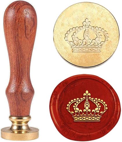 1pc Vintage Sealing Wax Stamps Crown Wax Seal Stamp Gift for Christmas 25mm Removable Brass Stamp Head with Wooden Handle for Envelopes Invitations Wedding Embellishment Bottle Decoration in Saudi Arabia