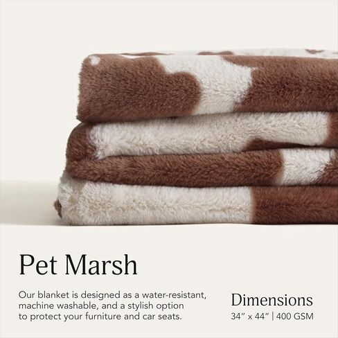 UnHide Lil’ Pet Marsh – بطانية من الفرو الصناعي للحيوانات الأليفة – بطانية للكلاب ناعمة للغاية وخفيفة الوزن وقابلة للغسل – راحة وحماية للأريكة أو القفص أو السرير – بقرة in Kuwait