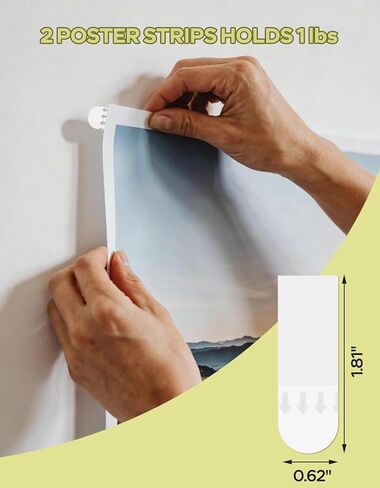 Poster Adhesive Strips, 64 PCS Damage Free Hanging Poster Hangers Removable, No Tools Picture Hanging Strips for Posters, Picture Hangers Wall Office Decoration and Indoor Hooks in Saudi Arabia