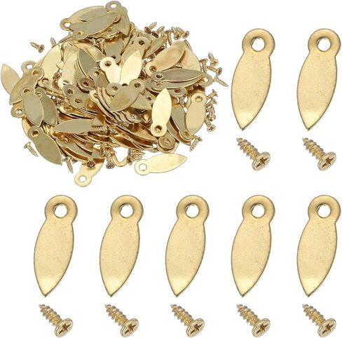 uxcell 120pcs Picture Frame Backing Clips, 0.98" Photo Frame Turn Buttons Fasteners Hardware Corner Clip with 120pcs Screw for Hanging Pictures Craft Drawings, Melon-Seed Shaped Gold in Saudi Arabia