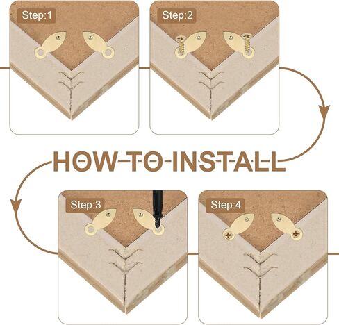 uxcell 120pcs Picture Frame Backing Clips, 0.98" Photo Frame Turn Buttons Fasteners Hardware Corner Clip with 120pcs Screw for Hanging Pictures Craft Drawings, Melon-Seed Shaped Gold in Saudi Arabia