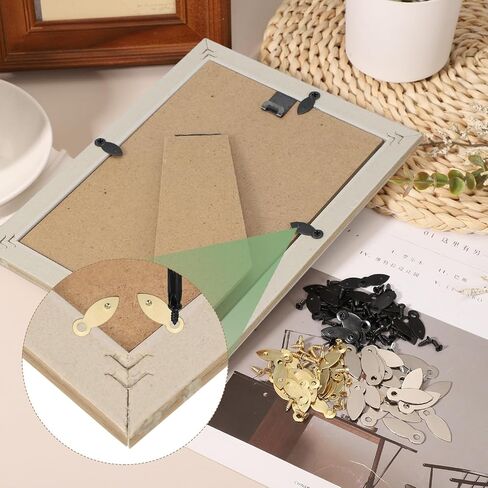 uxcell 120pcs Picture Frame Backing Clips, 0.98" Photo Frame Turn Buttons Fasteners Hardware Corner Clip with 120pcs Screw for Hanging Pictures Craft Drawings, Melon-Seed Shaped Gold in Saudi Arabia