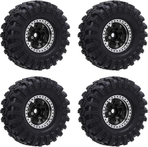 إطار محور العجلة بمقياس 1/24 من SUNGOOYUE، مجموعة إطارات مطاطية لمحور سبائك الألومنيوم البيضاوية 1.0 لتسلق السيارة مع ملحقات براغي مفتاح الربط (أسود) in Kuwait