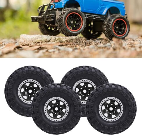 إطار محور العجلة بمقياس 1/24 من SUNGOOYUE، مجموعة إطارات مطاطية لمحور سبائك الألومنيوم البيضاوية 1.0 لتسلق السيارة مع ملحقات براغي مفتاح الربط (أسود) in Kuwait