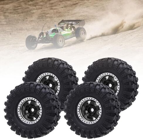 إطار محور العجلة بمقياس 1/24 من SUNGOOYUE، مجموعة إطارات مطاطية لمحور سبائك الألومنيوم البيضاوية 1.0 لتسلق السيارة مع ملحقات براغي مفتاح الربط (أسود) in Kuwait