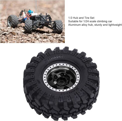 إطار محور العجلة بمقياس 1/24 من SUNGOOYUE، مجموعة إطارات مطاطية لمحور سبائك الألومنيوم البيضاوية 1.0 لتسلق السيارة مع ملحقات براغي مفتاح الربط (أسود) in Kuwait