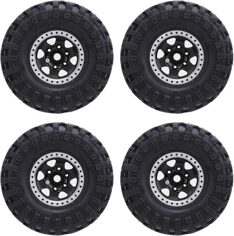 إطار محور العجلة بمقياس 1/24 من SUNGOOYUE، مجموعة إطارات مطاطية لمحور سبائك الألومنيوم البيضاوية 1.0 لتسلق السيارة مع ملحقات براغي مفتاح الربط (أسود) in Kuwait