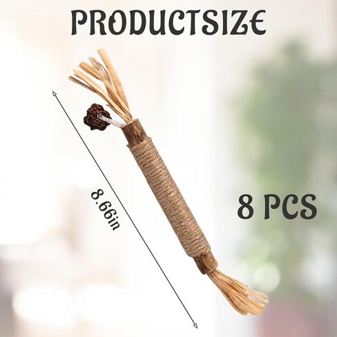 8 Pack Natural Cat Chew Toys,Silvervine Sticks for Cats,Silver Vine Sticks Cats Love, Durable and Safe Kitten Teething Sticks, Made with Premium Matatabi Wood in Kuwait