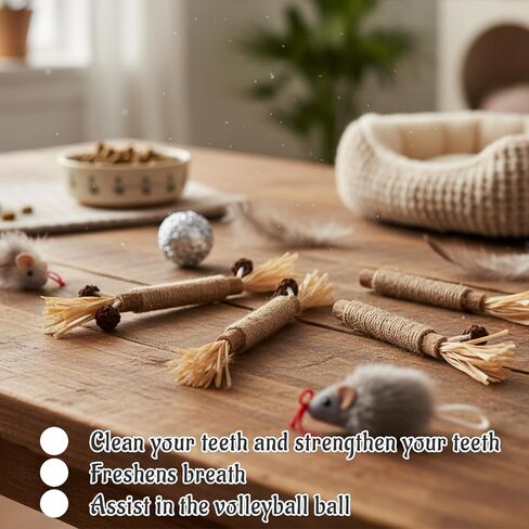 8 Pack Natural Cat Chew Toys,Silvervine Sticks for Cats,Silver Vine Sticks Cats Love, Durable and Safe Kitten Teething Sticks, Made with Premium Matatabi Wood in Kuwait