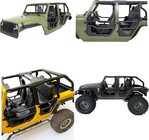 RC Car Plastic Tube Doors & Rearview Mirror for 1:10 RC Crawler Car Axial SCX10 90046 for Jeep Wrangler Hard Body Shell 313 wheelbase in Saudi Arabia