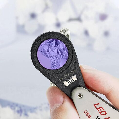 15X Jewelers Loupe with LED & UV Light - Rechargeable Pocket Loupe Magnifier with 22mm Triplet Lens Metal Construction, Illuminated Jewelry Loop Magnifying Glass for Jewelers, Watch Repair, Hobbyists in Kuwait