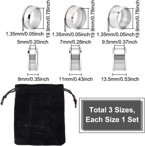 UNICRAFTALE 3 Sets 3 Sizes Grooved Finger Ring Settings 316 Stainless Steel Detachable Ring Core Blank for Inlay Rings Jewelry Making Polished Comfort Grooved Finger Rings in Saudi Arabia