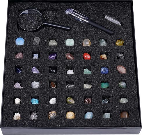 Rock Collection Starter Kit, 43 Pcs Rocks, Gemstones & Crystals Assorted Kit with Guide, Minerals Geology Education Science Gift for Adults Kids in Saudi Arabia