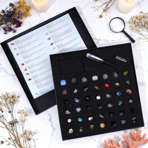 Rock Collection Starter Kit, 43 Pcs Rocks, Gemstones & Crystals Assorted Kit with Guide, Minerals Geology Education Science Gift for Adults Kids in Saudi Arabia