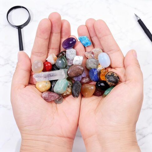 Rock Collection Starter Kit, 43 Pcs Rocks, Gemstones & Crystals Assorted Kit with Guide, Minerals Geology Education Science Gift for Adults Kids in Saudi Arabia