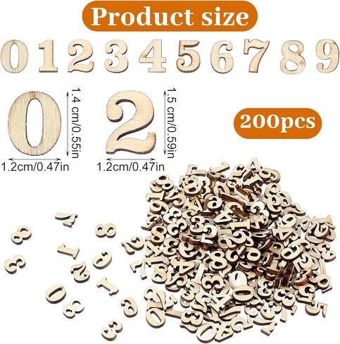 200pcs Small Wooden Numbers 0.6inch Wood Numbers 0-9 Mini Unfinished Wooden Number for Crafts Arts DIY Project Home Decorations in Saudi Arabia