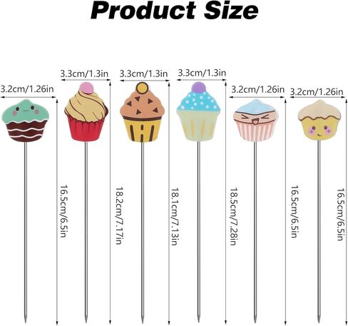 6pcs Stainless Steel Check for Baking Doneness, Colorful Kitchen Endurance Skewer with Plastic Handles (Green, Blue, Yellow, Pink) in Saudi Arabia