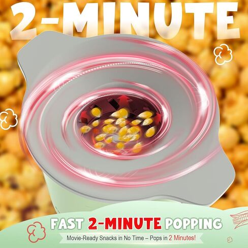 صانع الفشار الهوائي - ماكينة صنع الفشار الكهربائية ذات معدل فرقع عالٍ بنسبة 99% مع وعاء تقديم، خالية من الزيت، 2 دقيقة من ظهور الفشار بالهواء الساخن الشخصي سريعًا لحفلات العائلة الليلية in Kuwait