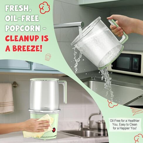 صانع الفشار الهوائي - ماكينة صنع الفشار الكهربائية ذات معدل فرقع عالٍ بنسبة 99% مع وعاء تقديم، خالية من الزيت، 2 دقيقة من ظهور الفشار بالهواء الساخن الشخصي سريعًا لحفلات العائلة الليلية in Kuwait