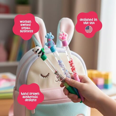 DINO MINI My Sparkly Pens - مجموعة إنشاء أقلام DIY مع 7 ديكورات مخصصة و4 أغطية علوية - مجموعات فنية وحرفية إبداعية للأطفال - الحرف اليدوية للأطفال - هدايا العودة إلى المدرسة للفتيات المراهقات in Kuwait
