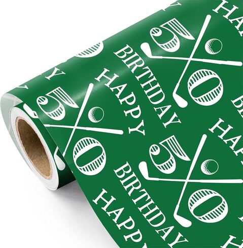 لفافة ورق تغليف عيد الميلاد الثلاثين للجولف من WRAPAHOLIC - لفافة صغيرة - 17 بوصة × 16.5 قدم - ورق تغليف عيد الميلاد الثلاثين السعيد والجولف، مثالية للرجال، والحفلات الرياضية، وهدايا لاعبي الجولف in Saudi Arabia