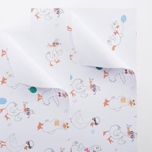 Cheerland 12 Sheets Birthday Party Silly Goose Wrapping Paper with 12 Gift Tags, Funny Gift Wrap One Silly Goose Go Duck Supplies Farm Themed Cute Boys Girls Baby Shower Wrap for Kids & Garden Party in Saudi Arabia