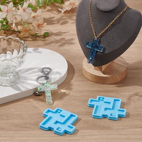 UNICRAFTALE 2Pcs Cross Silicone Resin Molds Blue Cross Earring Earring Molds Epoxy Resin Mold Crucifix Casting Mold for DIY Craft Earring Keychain Necklace Pendant Jewelry Making 3''x2.4'' in Saudi Arabia