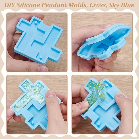 UNICRAFTALE 2Pcs Cross Silicone Resin Molds Blue Cross Earring Earring Molds Epoxy Resin Mold Crucifix Casting Mold for DIY Craft Earring Keychain Necklace Pendant Jewelry Making 3''x2.4'' in Saudi Arabia