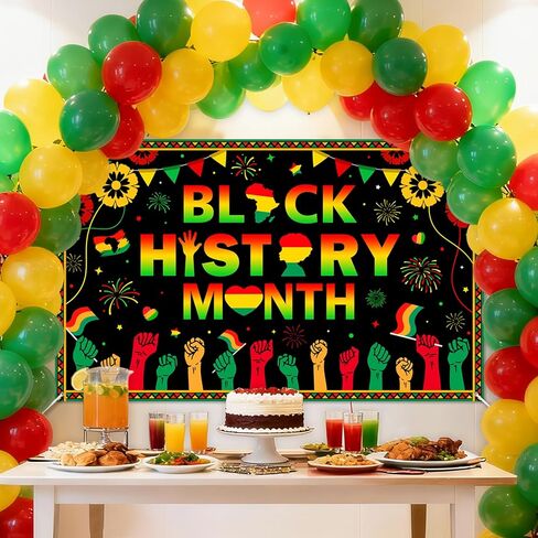 Avezano Black History Month Banner Black History Month Decorations Backdrop African American February National Holiday Party Decorations Banner for Home and Classroom Party (6x3.6ft) in Saudi Arabia