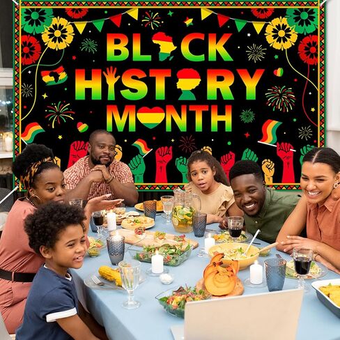 Avezano Black History Month Banner Black History Month Decorations Backdrop African American February National Holiday Party Decorations Banner for Home and Classroom Party (6x3.6ft) in Saudi Arabia