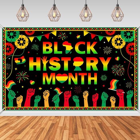 Avezano Black History Month Banner Black History Month Decorations Backdrop African American February National Holiday Party Decorations Banner for Home and Classroom Party (6x3.6ft) in Saudi Arabia