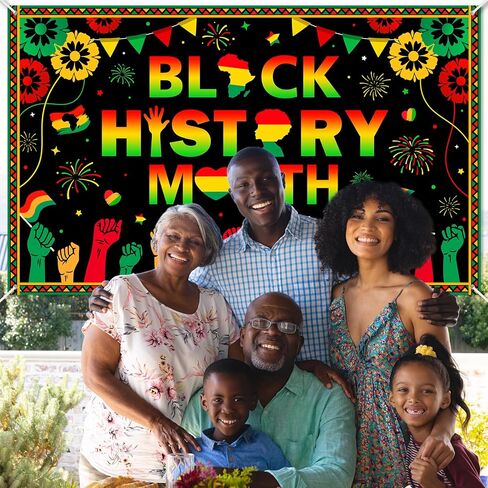 Avezano Black History Month Banner Black History Month Decorations Backdrop African American February National Holiday Party Decorations Banner for Home and Classroom Party (6x3.6ft) in Saudi Arabia