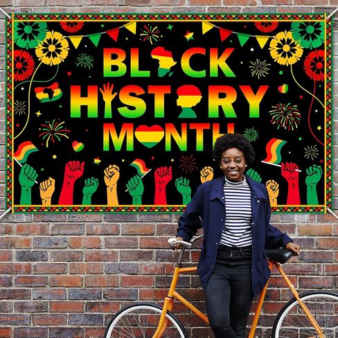 Avezano Black History Month Banner Black History Month Decorations Backdrop African American February National Holiday Party Decorations Banner for Home and Classroom Party (6x3.6ft) in Saudi Arabia