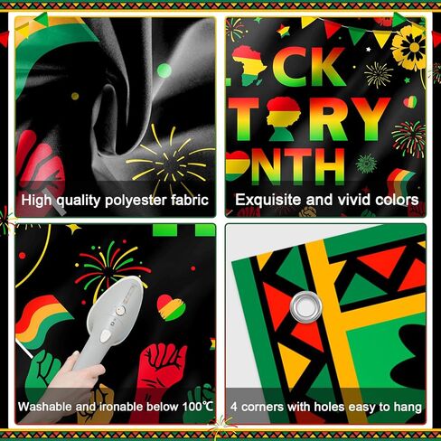 Avezano Black History Month Banner Black History Month Decorations Backdrop African American February National Holiday Party Decorations Banner for Home and Classroom Party (6x3.6ft) in Saudi Arabia