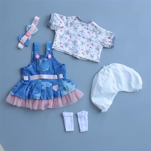 Reborn Baby Dolls Clothes for 17-22 inch Newborn Baby Dolls Girl Outfits Accesories 【 Skirt 5pcs Set 】 in Kuwait
