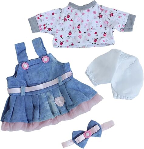 Reborn Baby Dolls Clothes for 17-22 inch Newborn Baby Dolls Girl Outfits Accesories 【 Skirt 5pcs Set 】 in Kuwait